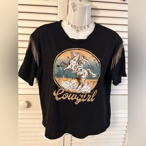 Cowgirl Graphic Black T-Shirt